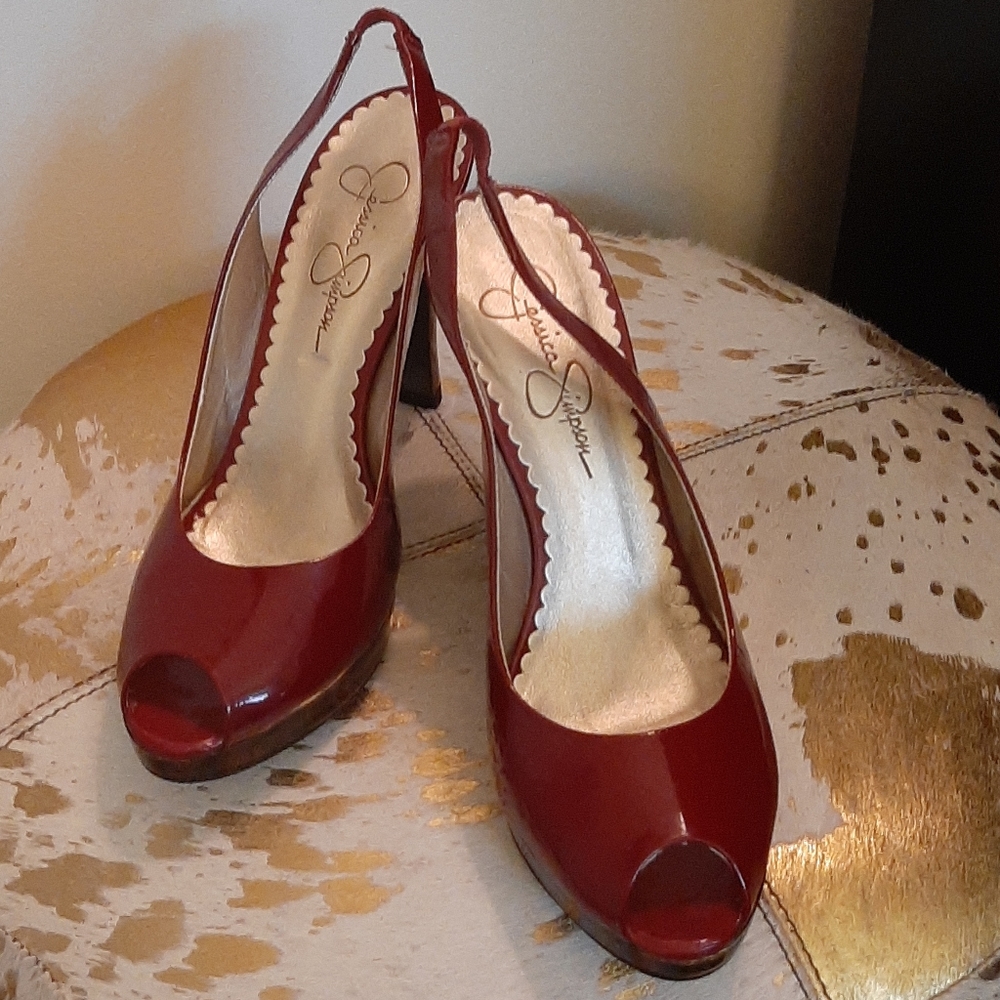 EUC Jessica Simpson peep toe heels